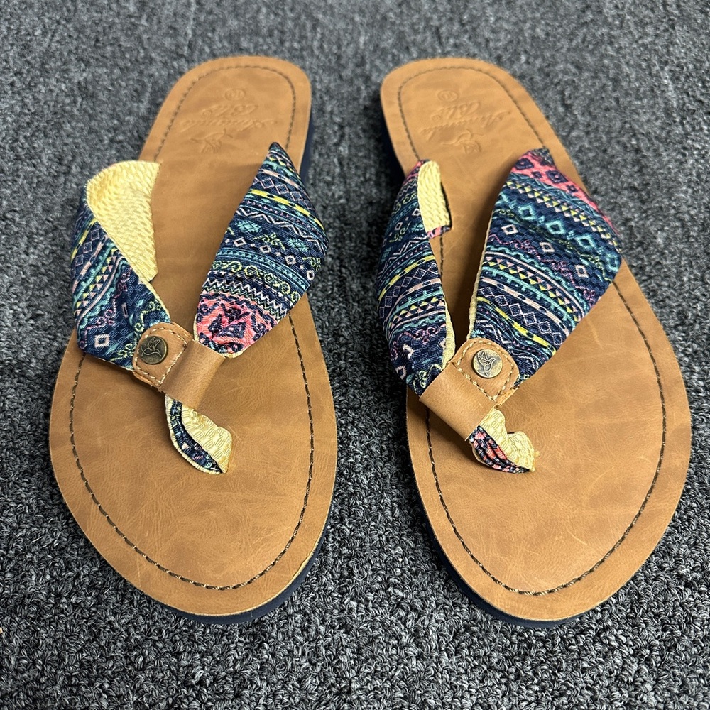 Amanda Blu Ikat Tribal Flip Flop Womens Size 10 Summer Sandals NWOT